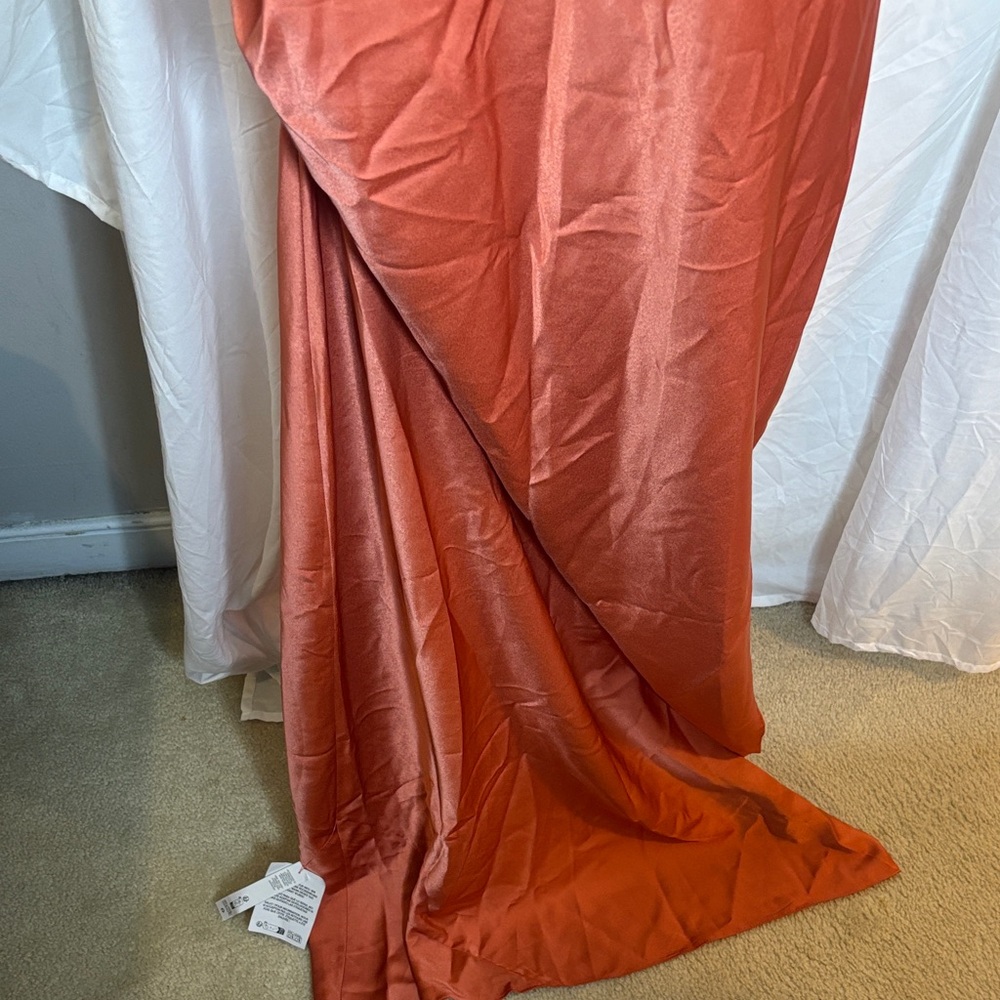 ASOS One Shoulder Dress in Rust Orange - Picture 2 of 11